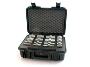 portable case with steel shims, alignment